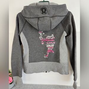Gray‎ and Pink Floral Hoodie